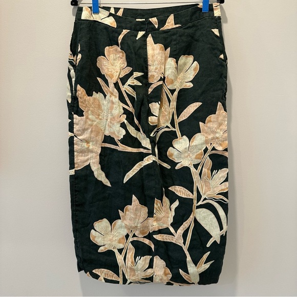 Reiss Jackson Floral Print High Rise Midi Skirt Green Tropical Resortwear Yellow - Picture 9 of 16